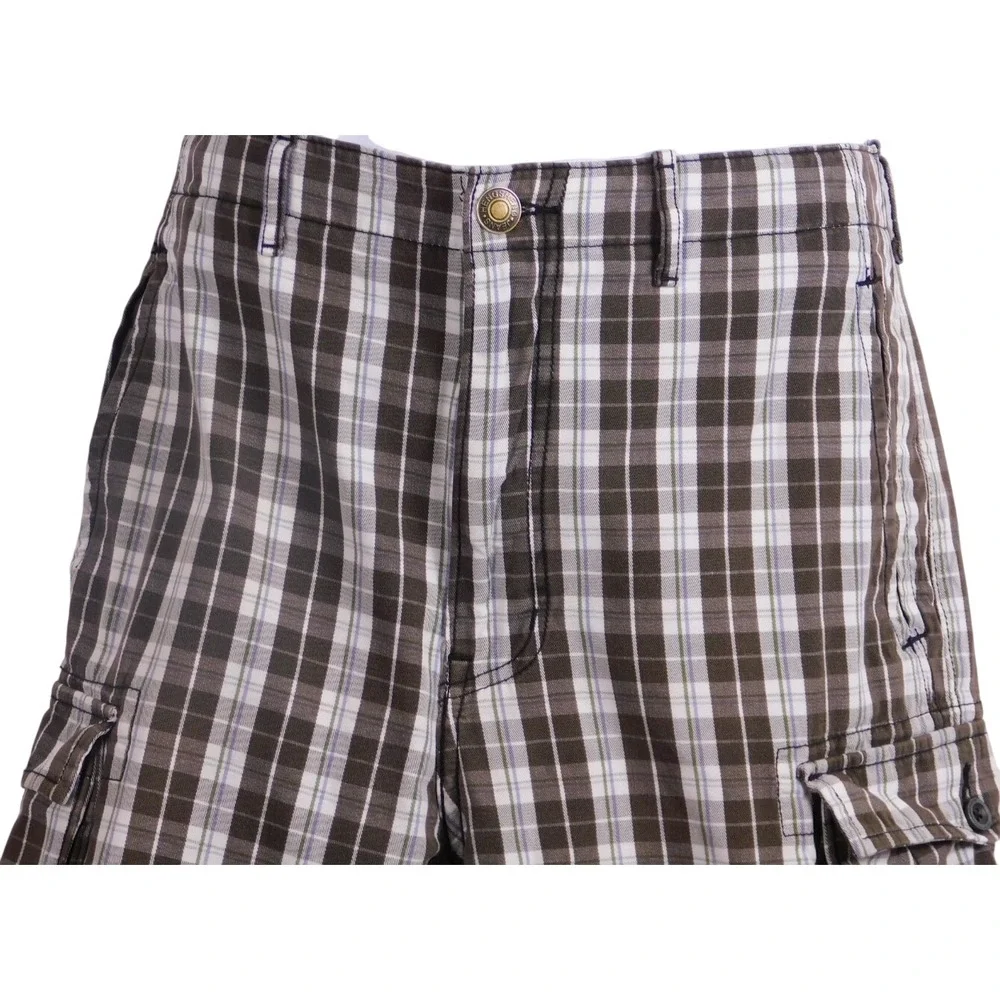 Levi's Cargo Shorts Flap Poscket Casual Cotton Flat Front Brown Plad Sz 34  C144